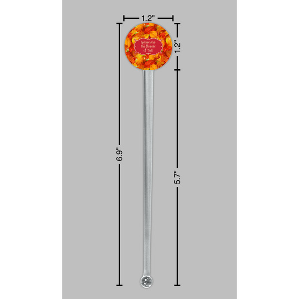 Fall Leaves Clear Plastic 7" Stir Stick - Round - Dimensions