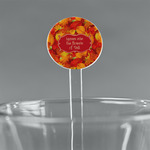 Fall Leaves 5.5" Round Plastic Stir Sticks - Clear (Personalized)