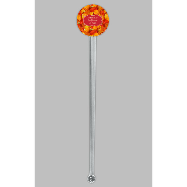 Fall Leaves Clear Plastic 7" Stir Stick - Round - Single Stick