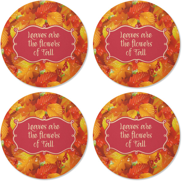 Fall Leaves Coaster Round Rubber Back - Apvl