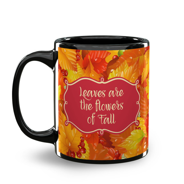 Fall Leaves Coffee Mug - 11 oz - Black