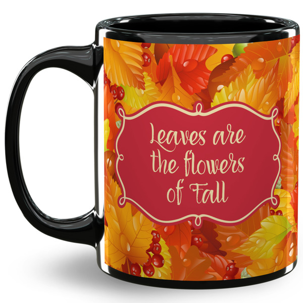 Custom Fall Leaves 11 Oz Coffee Mug - Black