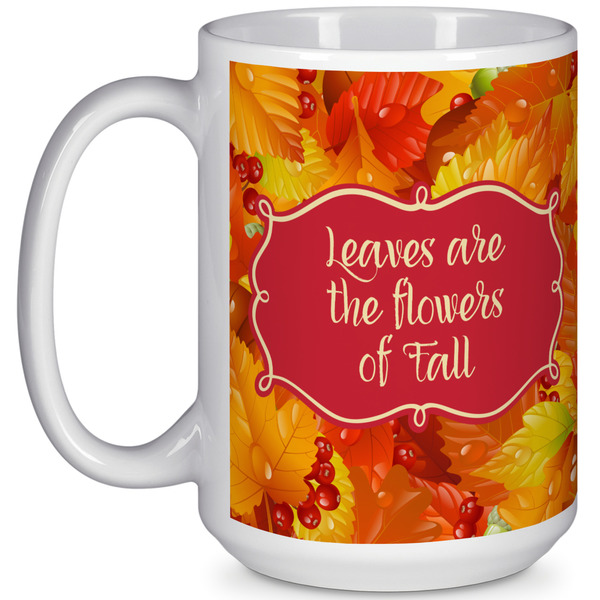 Custom Fall Leaves 15 Oz Coffee Mug - White