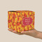 Fall Leaves Cube Favor Gift Box - On Hand - Scale View
