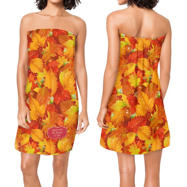 Fall Leaves Custom Bath Wrap - Front & Back View
