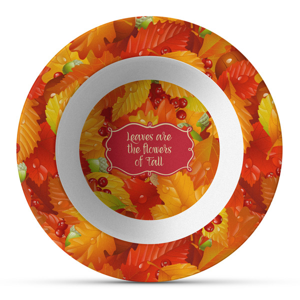 Custom Fall Leaves Plastic Bowl - Microwave Safe - Composite Polymer