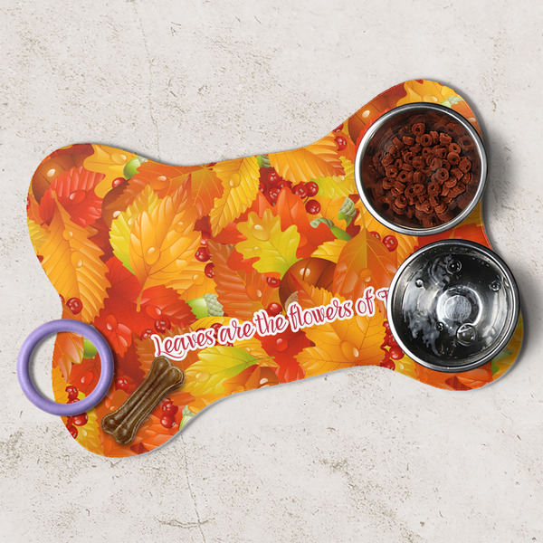 Fall Leaves Dog Bone Shaped Mat Lifestyle