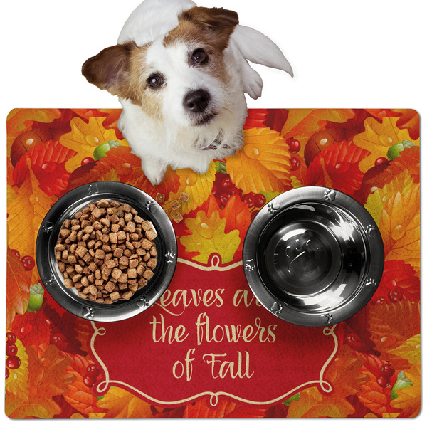 Custom Fall Leaves Dog Food Mat - Medium