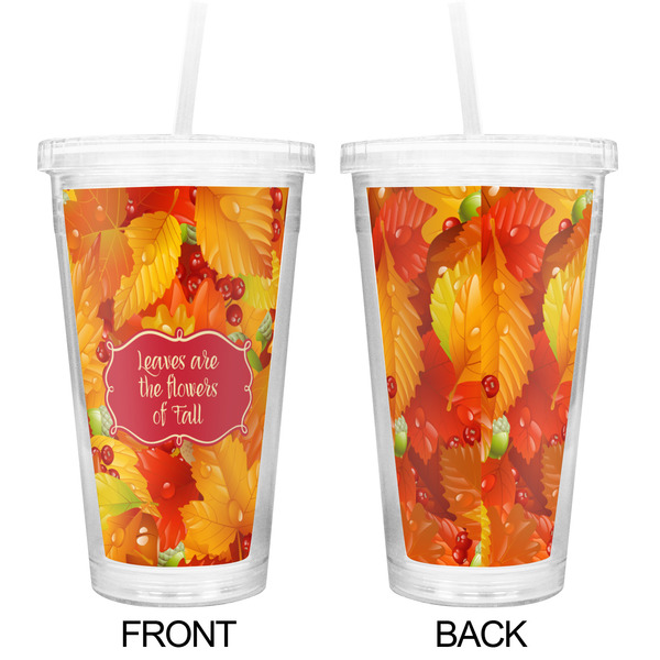 Fall Leaves Double Wall Tumbler with Straw - Approval