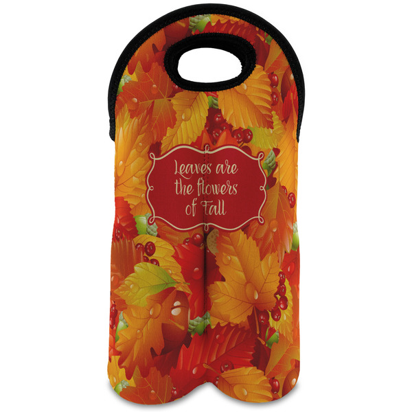 Custom Fall Leaves Wine Tote Bag (2 Bottles)