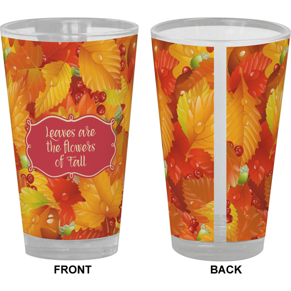 Fall Leaves Pint Glass - Full Color - Front & Back Views