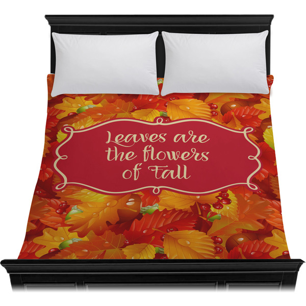 Fall Leaves Duvet Cover - Queen - On Bed - No Prop