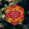 Fall Leaves Frosted Glass Ornament - Hexagon (Lifestyle)