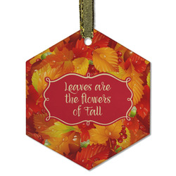 Fall Leaves Flat Glass Ornament - Hexagon