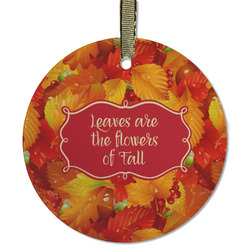 Fall Leaves Flat Glass Ornament - Round