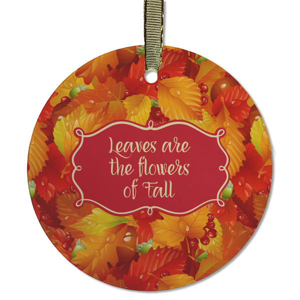 Fall Leaves Frosted Glass Ornament - Round