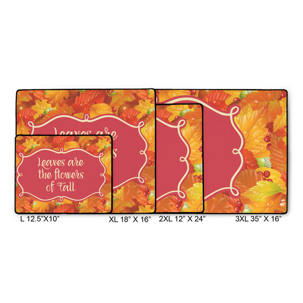 Fall Leaves Gaming Mats - SIZE CHART