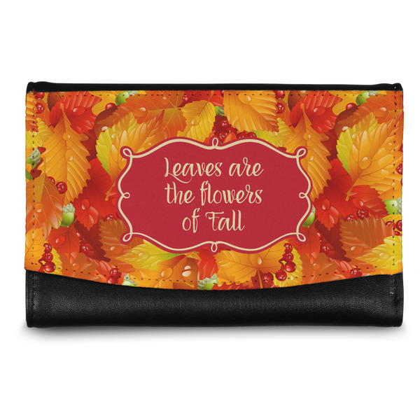 Custom Fall Leaves Genuine Leather Women's Wallet - Small