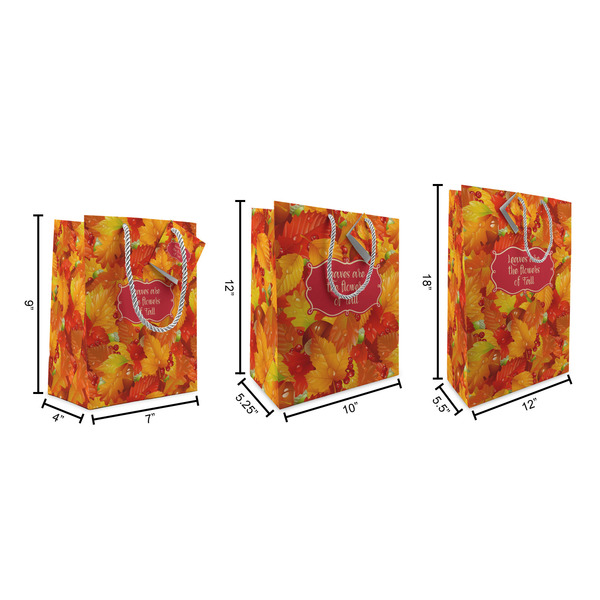 Fall Leaves Gift Bags - All Sizes - Dimensions