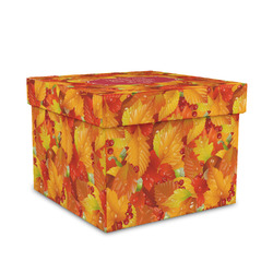 Fall Leaves Gift Box with Lid - Canvas Wrapped - Medium