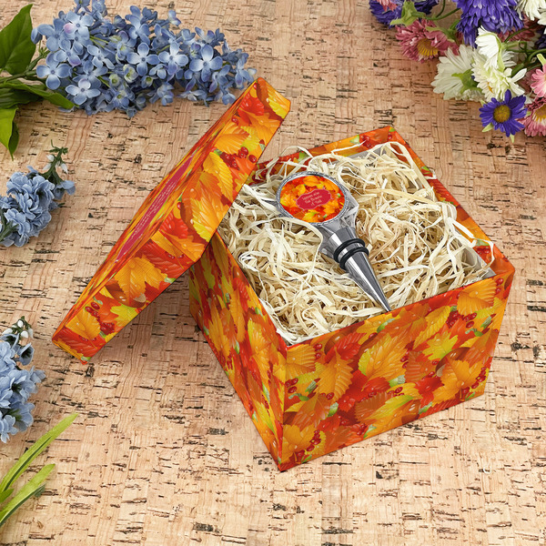Fall Leaves Gift Boxes with Lid - Canvas Wrapped - Medium - In Context