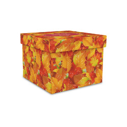Fall Leaves Gift Box with Lid - Canvas Wrapped - Small