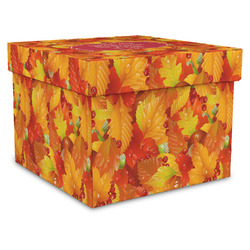 Fall Leaves Gift Box with Lid - Canvas Wrapped - XX-Large