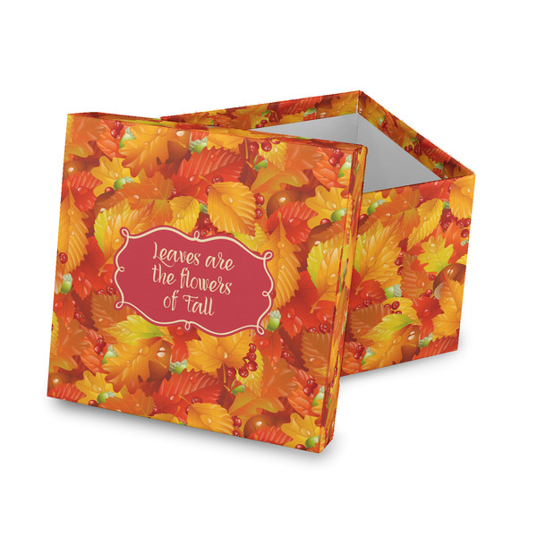 Custom Fall Leaves Gift Box with Lid - Canvas Wrapped