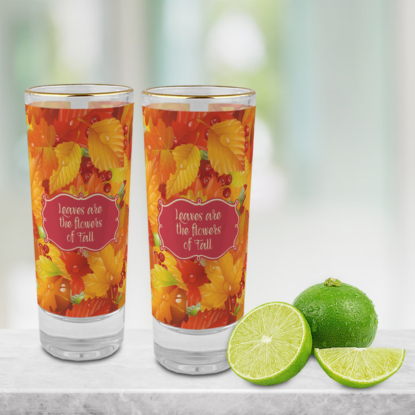 Fall Leaves Glass Shot Glass - 2 oz - LIFESTYLE