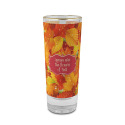 Fall Leaves 2 oz Shot Glass -  Glass with Gold Rim - Set of 4