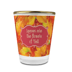 Fall Leaves Glass Shot Glass - 1.5 oz - with Gold Rim - Set of 4