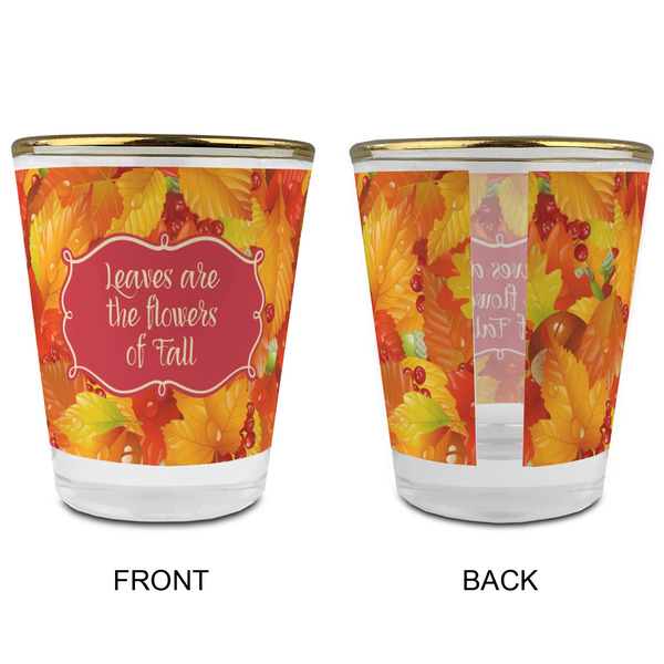 Fall Leaves Glass Shot Glass - with gold rim - APPROVAL