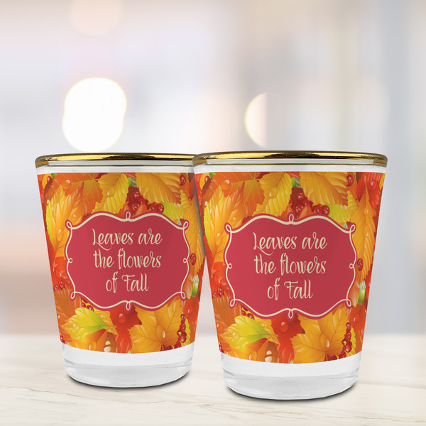 Fall Leaves Glass Shot Glass - with gold rim - LIFESTYLE