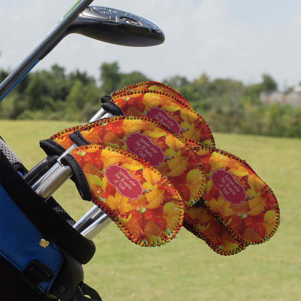 Custom Fall Leaves Golf Club Iron Cover - Set of 9 (Personalized)