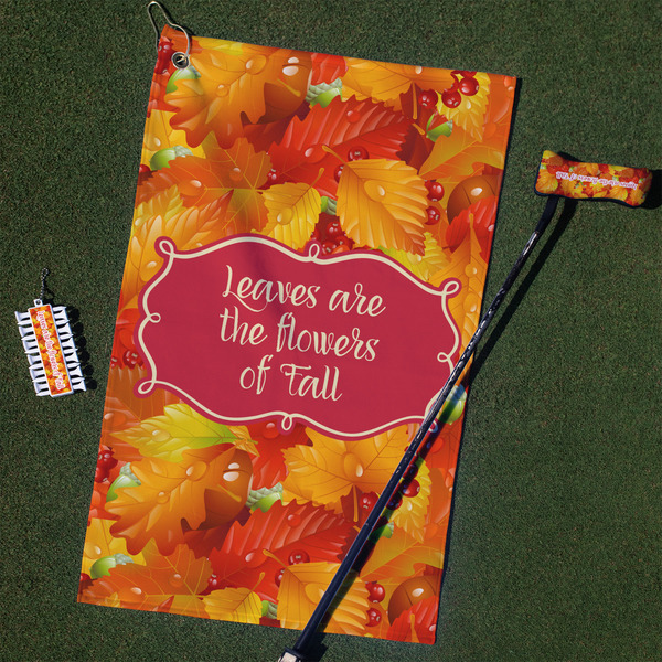 Custom Fall Leaves Golf Towel Gift Set