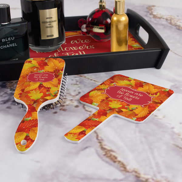 Fall Leaves Hair Brush and Hand Mirror - Bathroom Scene