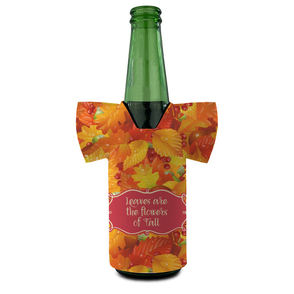 Fall Leaves Jersey Bottle Cooler - FRONT (on bottle)