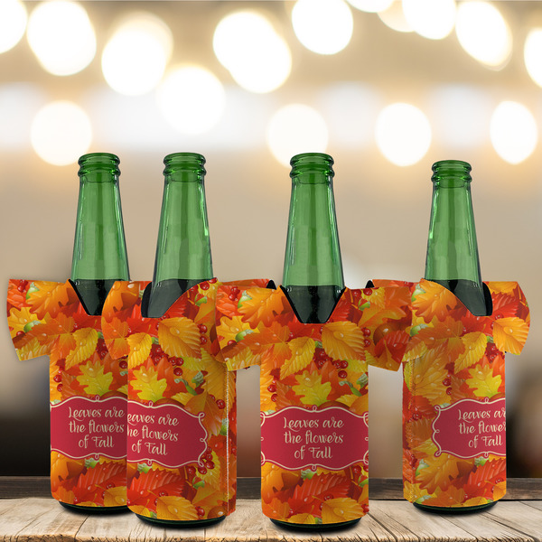 Fall Leaves Jersey Bottle Cooler - Set of 4 - LIFESTYLE