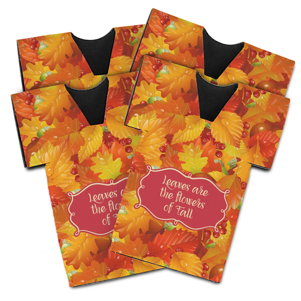 Custom Fall Leaves Jersey Bottle Cooler - Set of 4