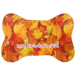 Fall Leaves Bone Shaped Dog Food Mat (Large)
