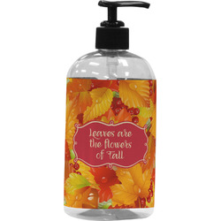 Fall Leaves Plastic Soap / Lotion Dispenser (16 oz - Large - Black)
