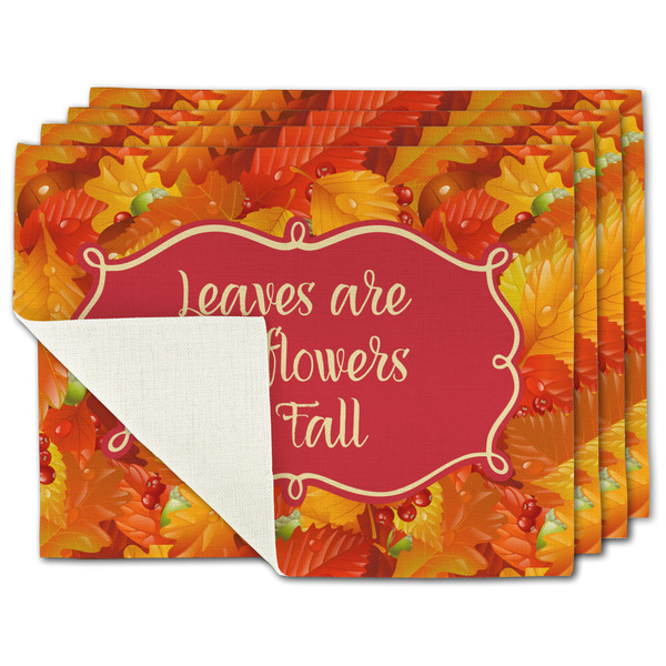Custom Fall Leaves Single-Sided Linen Placemat - Set of 4