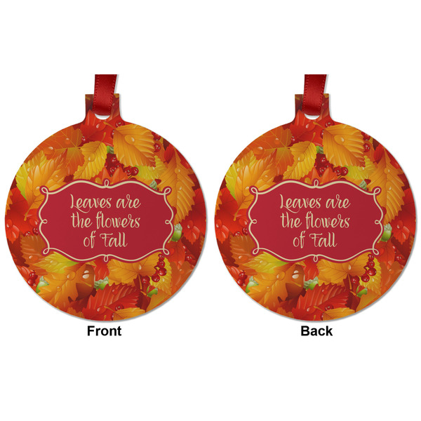 Fall Leaves Metal Ball Ornament - Front and Back