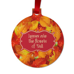 Fall Leaves Metal Ball Ornament - Double Sided