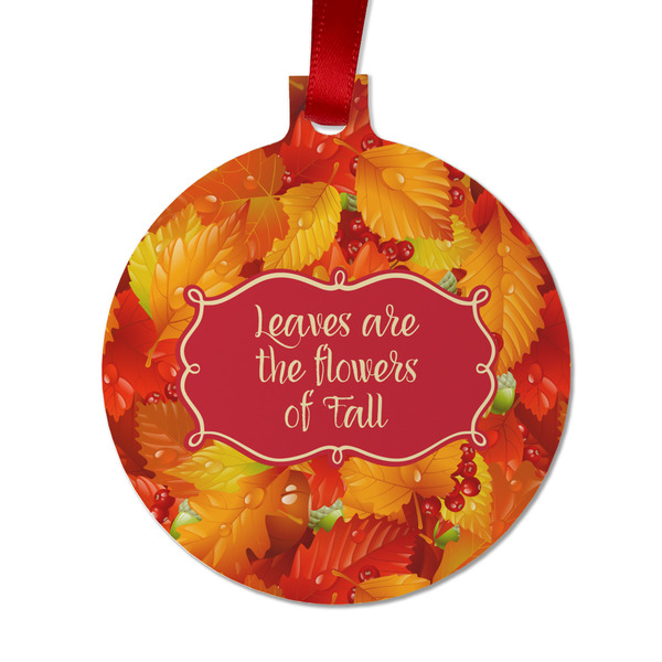 Custom Fall Leaves Metal Ball Ornament - Double Sided