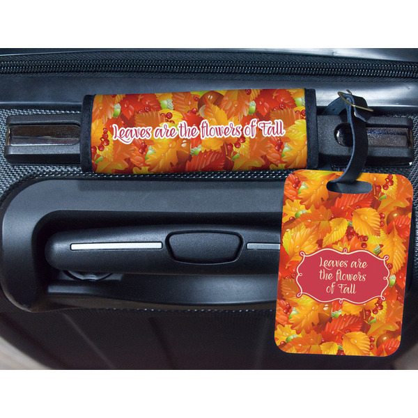 Fall Leaves Metal Luggage Tag & Handle Wrap - In Context