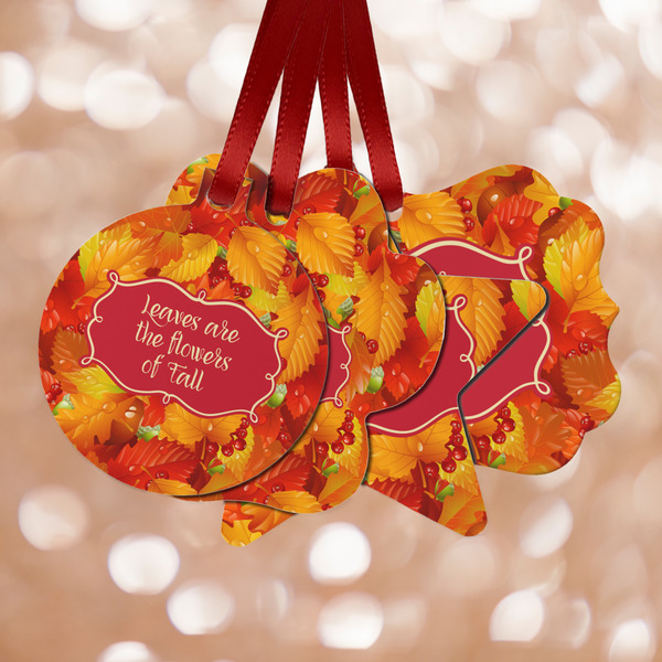 Custom Fall Leaves Metal Ornaments - Double Sided