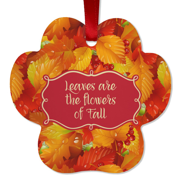 Custom Fall Leaves Metal Paw Ornament - Double Sided