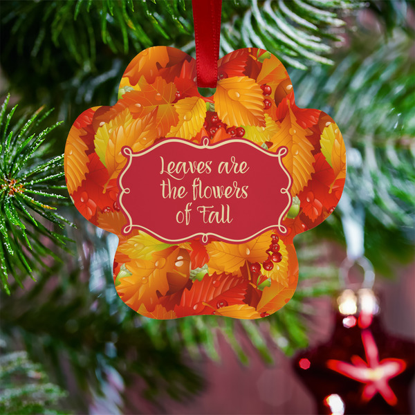 Fall Leaves Metal Paw Ornament - Lifestyle