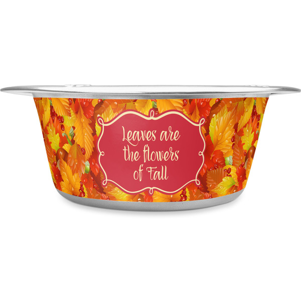Custom Fall Leaves Stainless Steel Dog Bowl - Large